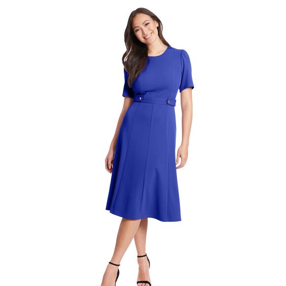 London Times Dresses & Skirts - London Times royal blue side tab for and flare midi dress professional office